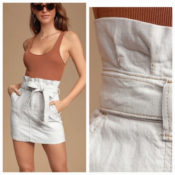 Free People Dresses & Skirts - Free People Splendor In The Grass Front Tie Paper Bag Waist Mini Skirt Size 8